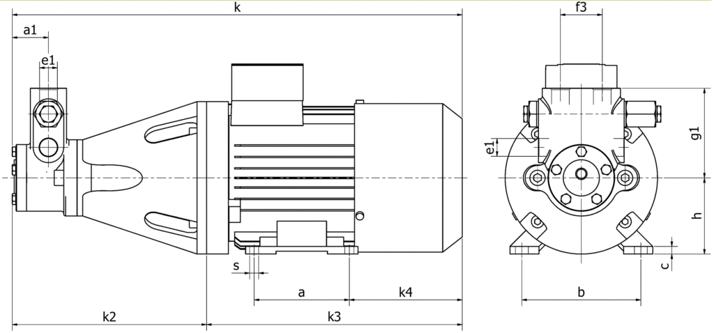 Baureihe VBR mit eingebautem Überströmventil und Rücklauf (Schwerölausführung) Grafik